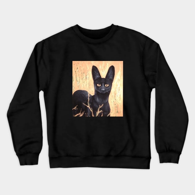 Black Serval Crewneck Sweatshirt by Amberchrome